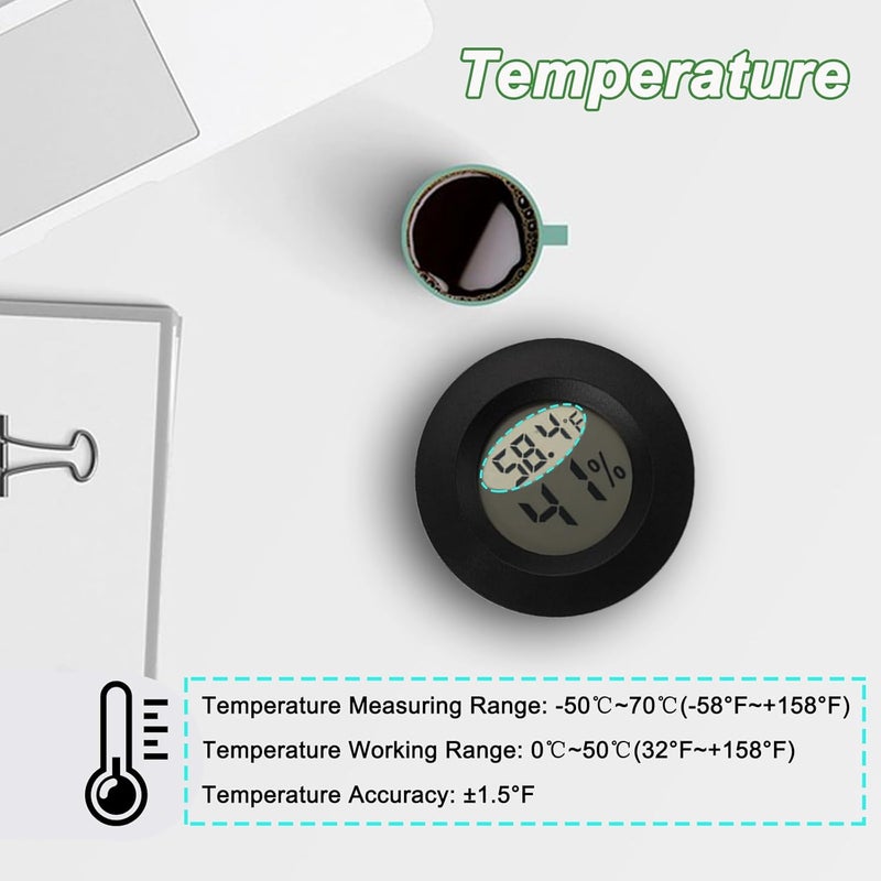 Serundo Auto Mini Hygrometer Thermometer Digital Humidity Meter Indoor/Outdoor Humidity Monitor Reptile Thermometer for Greenhouse Garden Cellar Fahrenheit(℉)/ Celsius(℃) 2 Pack - Image 4